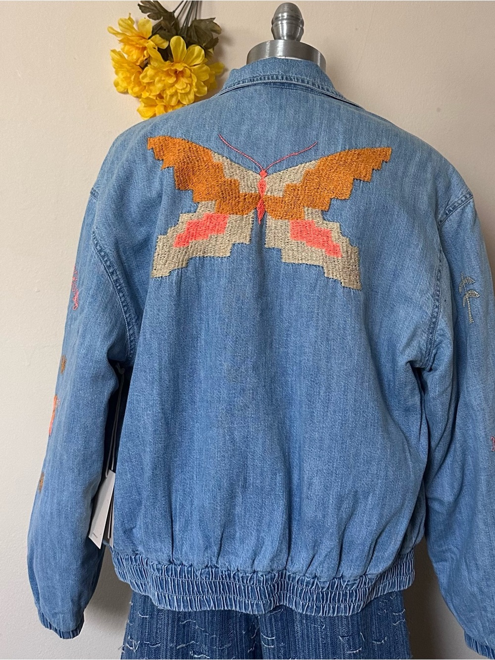 MOTHER | Embroidered Butterfly Denim Jacket (s) NWT - Picture 3 of 16